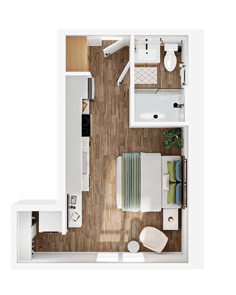 Floor plan for studio, 321 sqft